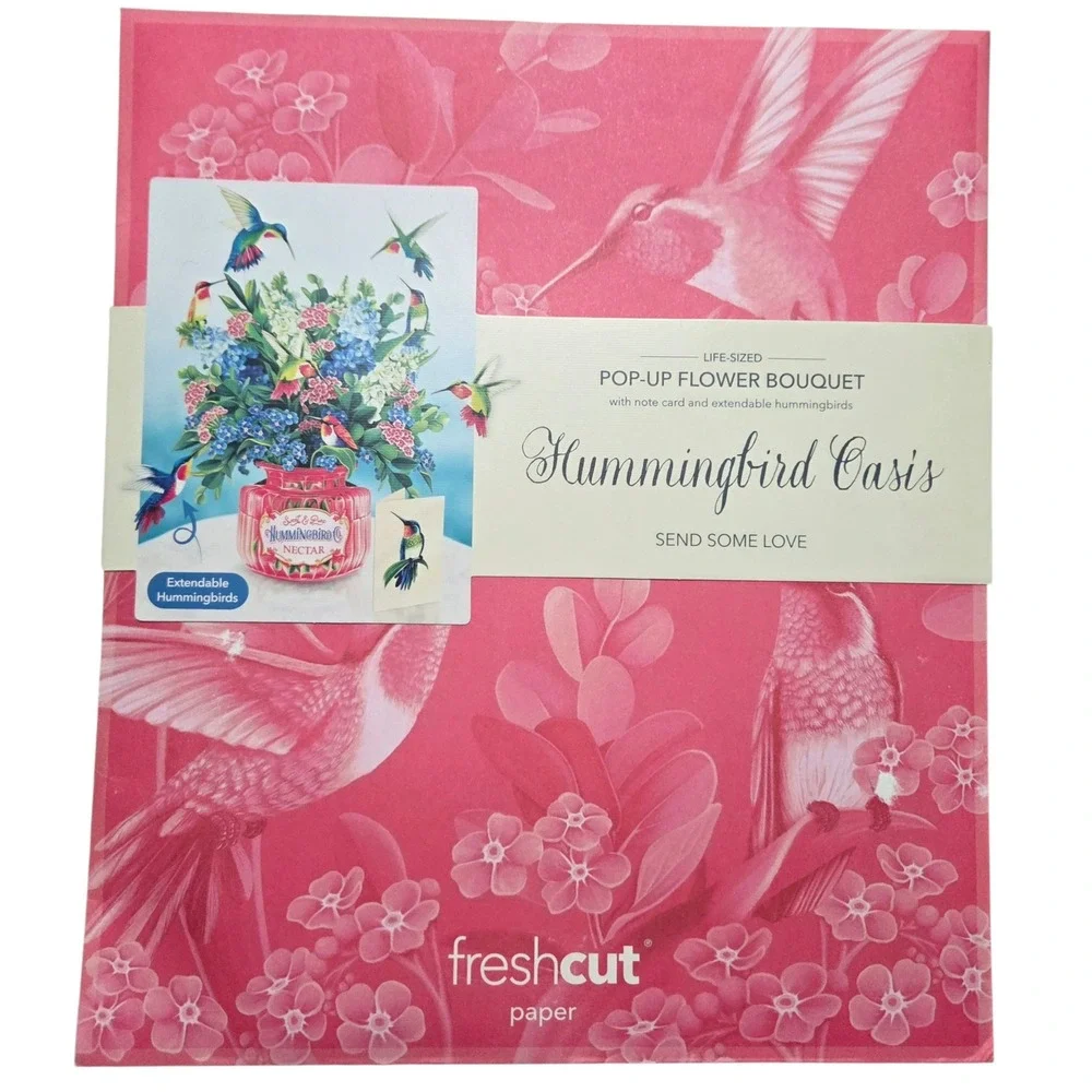 Freshcut Paper 3D Pop Up Greeting Cards Lot of 3 Designs Hummingbird 10x11.5